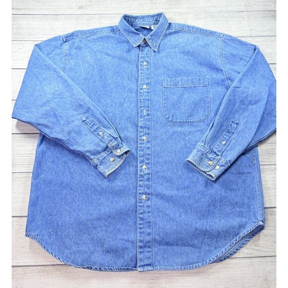 Disney Store Vibtage Denim Button Shirt Embroidered Mickey & Friends Size Lg - Picture 9 of 12